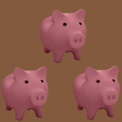 Pattern with pink  pig bank.