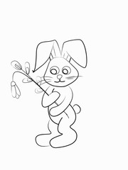 Easter coloring. Black and white raster illustration for coloring book.