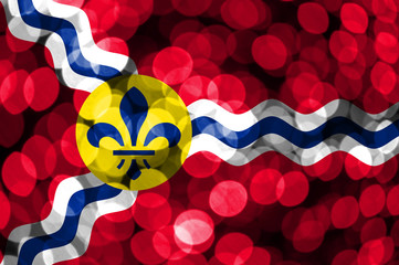 Saint Louis, Missouri abstract blurry bokeh flag. Christmas, New Year and National day concept flag. United States of America - obrazy, fototapety, plakaty