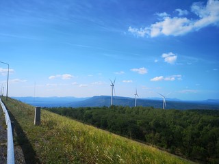 Fototapeta na wymiar 3wind turbines at Korat Thailand energy