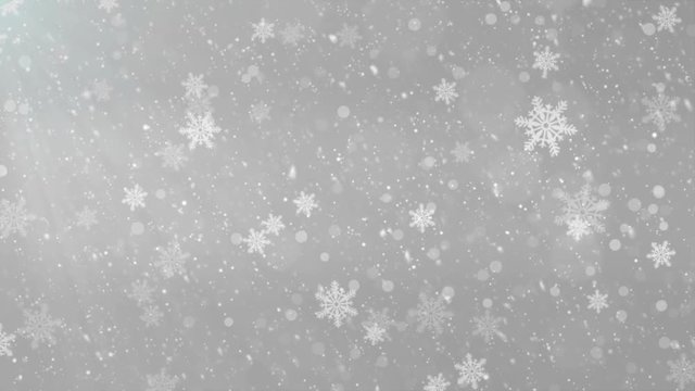 Snowflakes on White background. Winter Christmas and New Year design for party invitation, banner, sale. Horizontal winter window. Magic isolated snowflakes. Silver flakes
