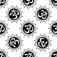Aum (Om) The Holy Motif Seamless Pattern