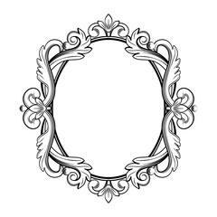 Ornamental vintage frame. Vector illustration in black and white colors - 236907306