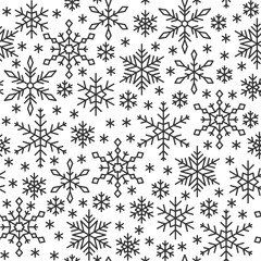 Snow flake line seamless pattern winter background