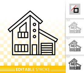 House simple black line home exterior vector icon
