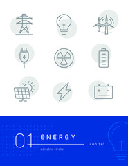 Energy icon set. Line icons.