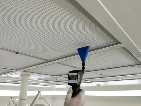 Soft focus to Scan air leak test of HEPA Filter - Supply air in Cleanroom