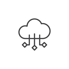 Cloud computing outline icon. linear style sign for mobile concept and web design. Cloud storage simple line vector icon. Symbol, logo illustration. Pixel perfect vector graphics
