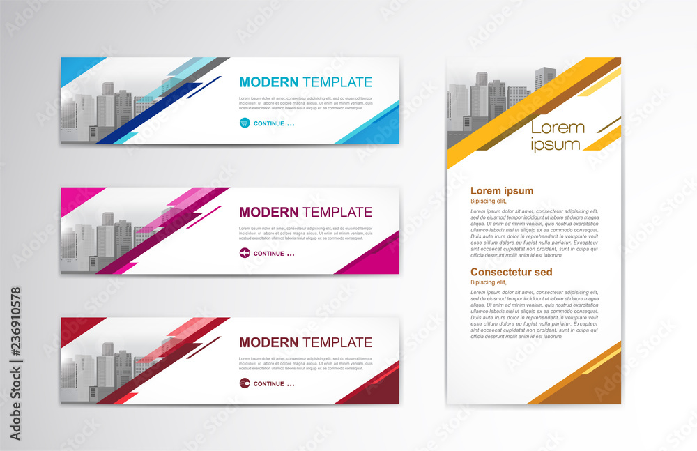 Wall mural set of modern design - vector web banners design background or header templates, colorful horizontal
