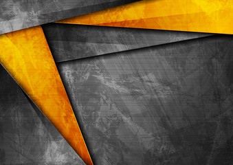 Grunge tech corporate orange and dark grey background