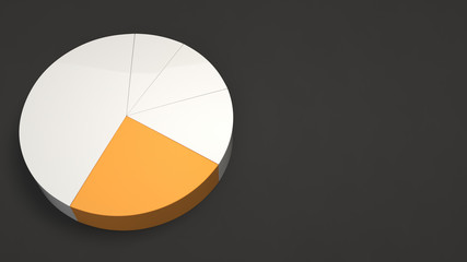White pie chart with one orange sector