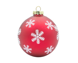 Red christmas decoration ball isolated on white background