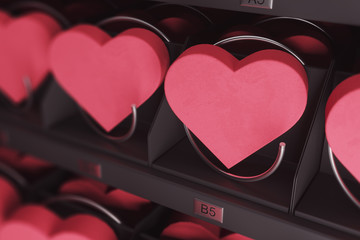 Heart in realistic vending machine. 3d rendering - obrazy, fototapety, plakaty