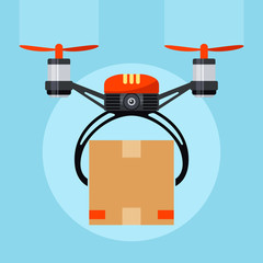 Drone with paper package box, delivery order