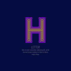 Modern linear logo and sign the letter H.