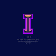 Modern linear logo and sign the letter I.