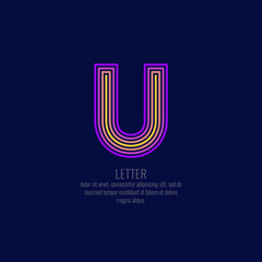 Modern linear logo and sign the letter U.