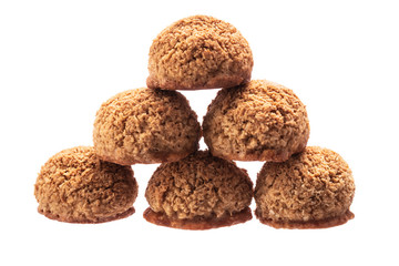 Coconut cookies with nuts homemade freshly baked  isolated on white background