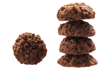 Cookies Oatmeal  homemade backed on white background