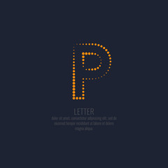 Modern dotted letter P of the Latin alphabet..