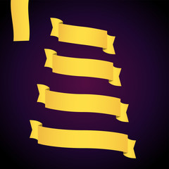 Yellow web ribbon banners set. Vector illustration for design