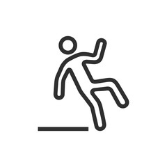 Caution slippery surface, falling man