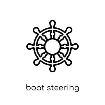 Boat Steering Wheel icon. Trendy modern flat linear vector Boat Steering Wheel icon on white background from thin line Nautical collection