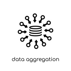 data aggregation icon. Trendy modern flat linear vector data aggregation icon on white background from thin line general collection