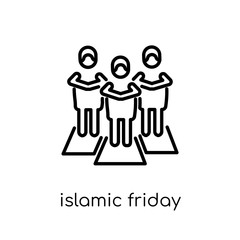 Islamic Friday Prayer icon. Trendy modern flat linear vector Islamic Friday Prayer icon on white background from thin line Religion collection