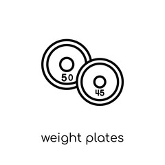 Weight plates icon. Trendy modern flat linear vector Weight plates icon on white background from thin line Gym and fitness collection
