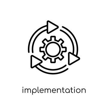 implementation icon. Trendy modern flat linear vector implementation icon on white background from thin line general collection