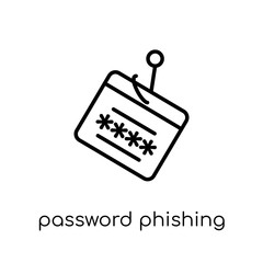 password phishing icon. Trendy modern flat linear vector password phishing icon on white background from thin line General collection