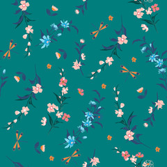 Vintage liberty pastel color in Delicate seamless pattern vector liberty little flowers. Floral pattern for fashion prints.