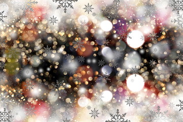 Fototapeta na wymiar красивый блестящий праздничный фон с блестками и снежинка на черном фоне 
