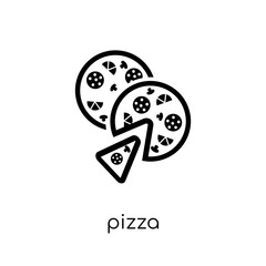 pizza icon. Trendy modern flat linear vector pizza icon on white background from thin line Restaurant collection, outline vector illustration