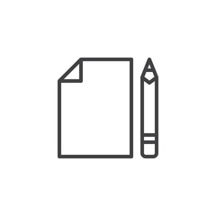 File document and pencil outline icon. linear style sign for mobile concept and web design. Designer tools simple line vector icon. Symbol, logo illustration. Pixel perfect vector graphics