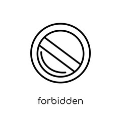 Forbidden icon. Trendy modern flat linear vector Forbidden icon on white background from thin line Maps and Locations collection