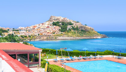 Panoramic view of Castelsardo, Province of Sassari, Sardinia, Italy - obrazy, fototapety, plakaty