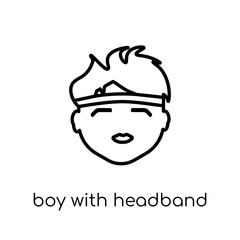Boy with headband icon. Trendy modern flat linear vector Boy with headband icon on white background from thin line People collection