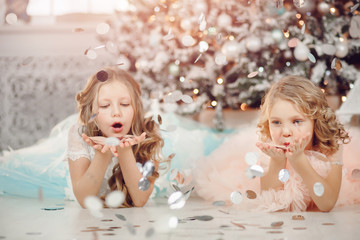 Two little angelic girls Christmas mood
