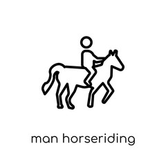 Fototapeta na wymiar Man Horseriding icon. Trendy modern flat linear vector Man Horseriding icon on white background from thin line People collection
