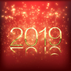 Shiny New Year Background Design with Golden Numbers