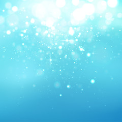 Blue Winter Background with Bokeh