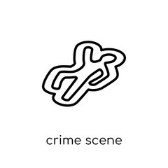 Crime scene icon. Trendy modern flat linear vector Crime scene icon on white background from thin line law and justice collection