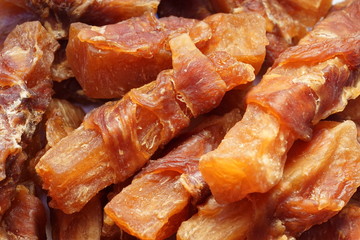 Natural treats for dogs jerky close up