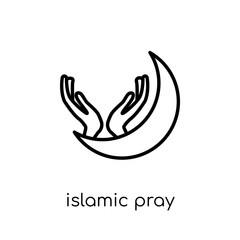 Obraz premium Islamic Pray icon. Trendy modern flat linear vector Islamic Pray icon on white background from thin line Religion collection