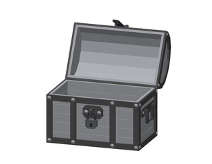 Empty wooden chest. Isolated on white background. 3d Vector illustration.