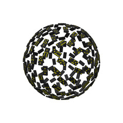Sphere of dominoes.  Isolated on white background. 3d Vector illustration.