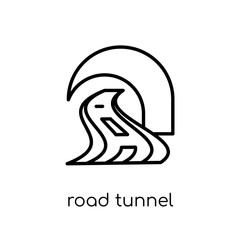 road tunnel icon. Trendy modern flat linear vector road tunnel icon on white background from thin line General collection
