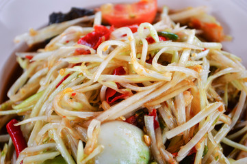 green papaya salad spicy ingredients papaya shredded savory garnish herb with crab